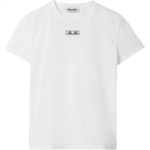 MIU MIU T Shirts Women's White Crew Neck Moderate Straight Fit