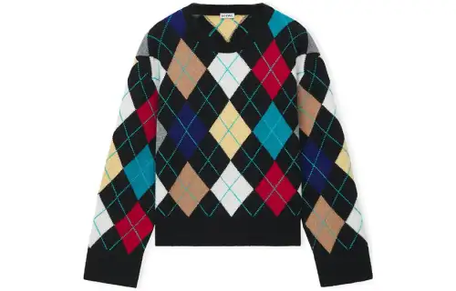 LOEWE Embossed-Anagram Argyle-knit Jumper