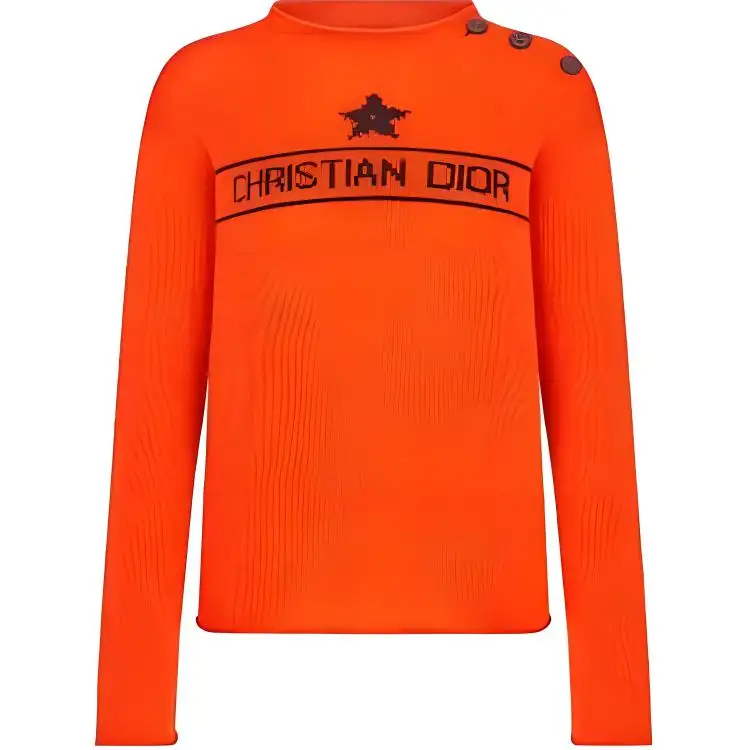 DIOR Sweaters Women's Orange Crew Neck Moderate Other