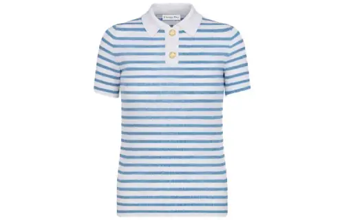 DIOR Quarterly New Products Polo Shirts Women's Sky Blue Polo Collar Moderate Straight Fit