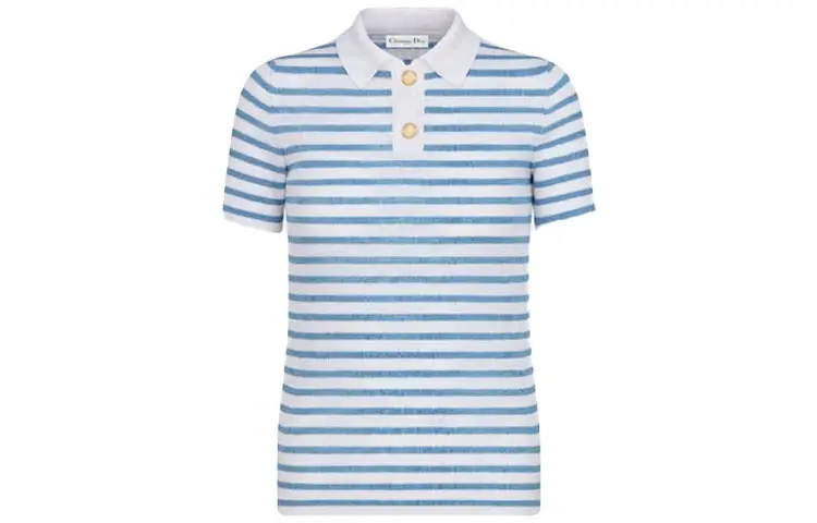 DIOR Quarterly New Products Polo Shirts Women's Sky Blue Polo Collar Moderate Straight Fit