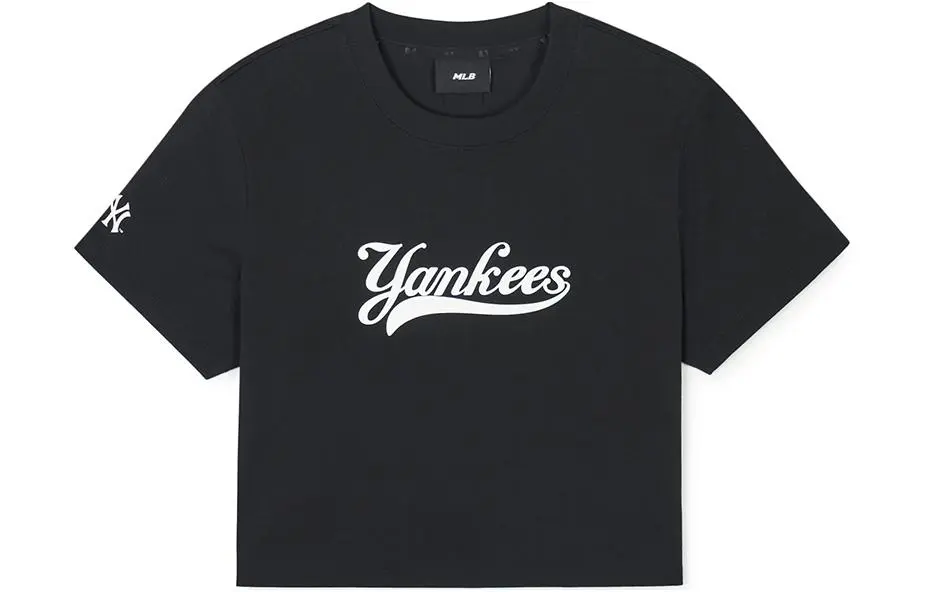 MLB New York Yankees T-Shirts Women's Black Crew Neck Moderate