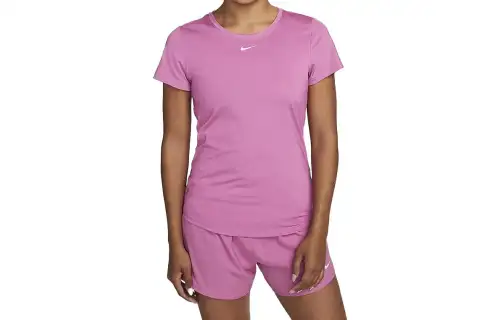 Nike T Shirts Women's Fuchsia Crew Neck Moderate Straight Fit
