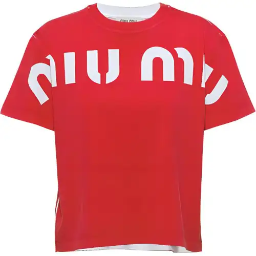 MIU MIU Drop Shoulder Sleeve T Shirt Women's Red