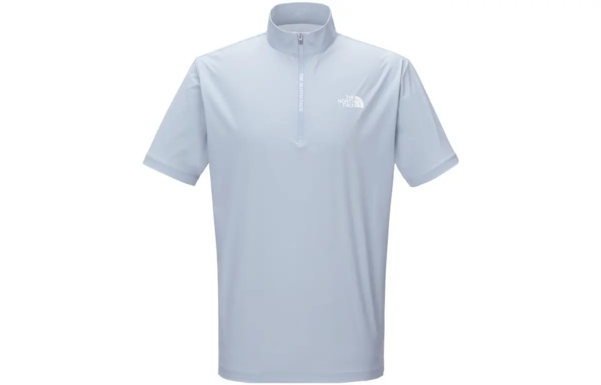 THE NORTH FACE T-Shirts Women's Light Blue Stand Collar Moderate Straight Fit