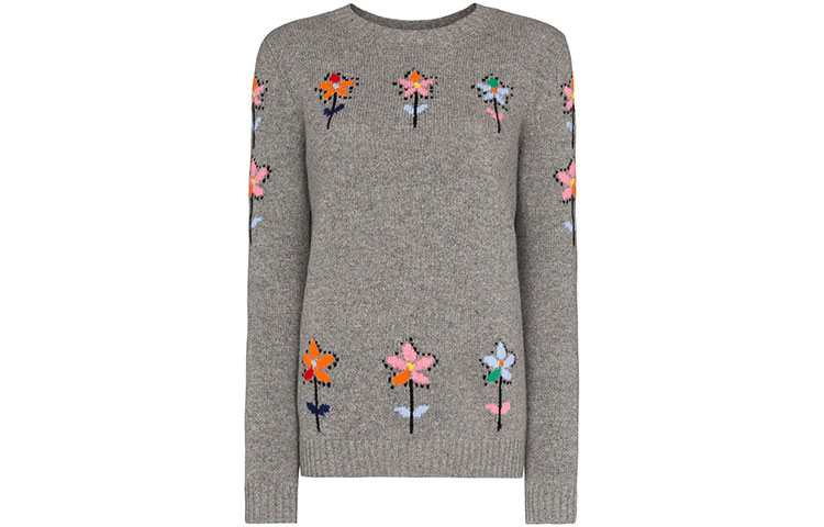 PRADA Cashmere Sweaters Women's Gray Crew Neck Moderate