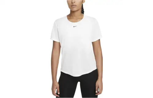 Nike Dri Fit T Shirts Women's White Crew Neck Moderate Straight Fit