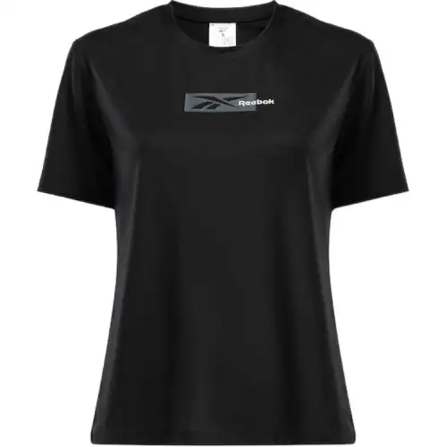 Reebok T Shirts Women's Black Crew Neck Moderate Straight Fit