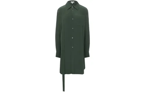 LOEWE Shirts Women's Army Green Square Collar Moderate Shirt