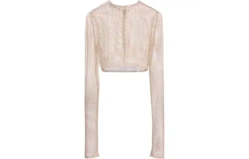 【Previous Season】pearl-embellished mesh top