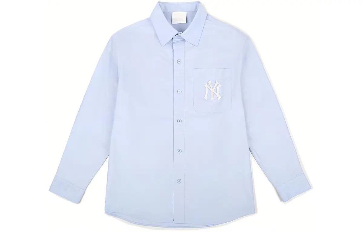 MLB New York Yankees Shirts Women's Sky Blue Lapel Moderate Shirt