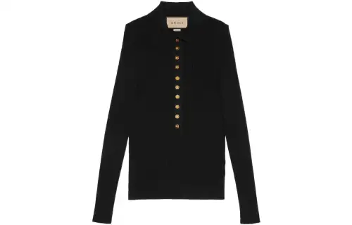 ribbed-knit polo shirt