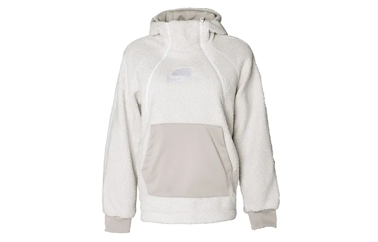 Nike Patchwork Lamb Plush Half Zip Pullover Thermal Thickened And Fleece Lined Sports Pullover, Winter Half Open Collar