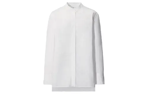 UNIQLO Shirts Women's White Stand Collar Moderate Straight Fit