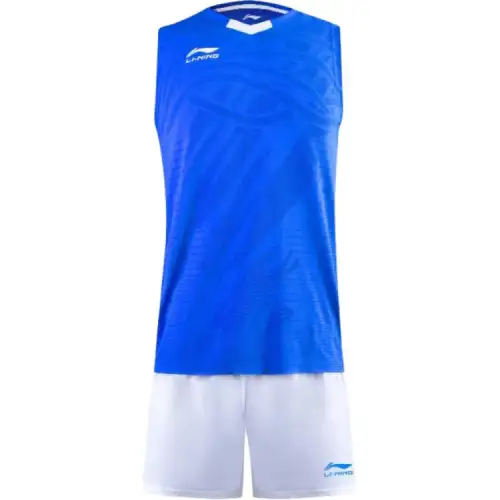 Li Ning Basketball Suits Men's Set Crystal Blue Vest + Standard White Shorts Moderate Straight Fit