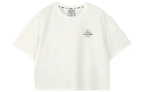Skechers Drop Shoulder Sleeve T Shirt Women's Marshmallow White
