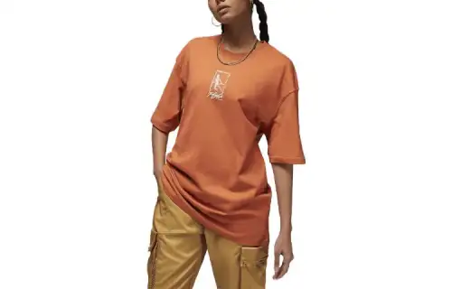 Jordan Flight Drop Shoulder Sleeve T Shirt Women's Orange