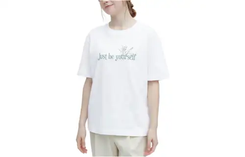 UNIQLO X Disney T Shirts Women's White Crew Neck Moderate Straight Fit