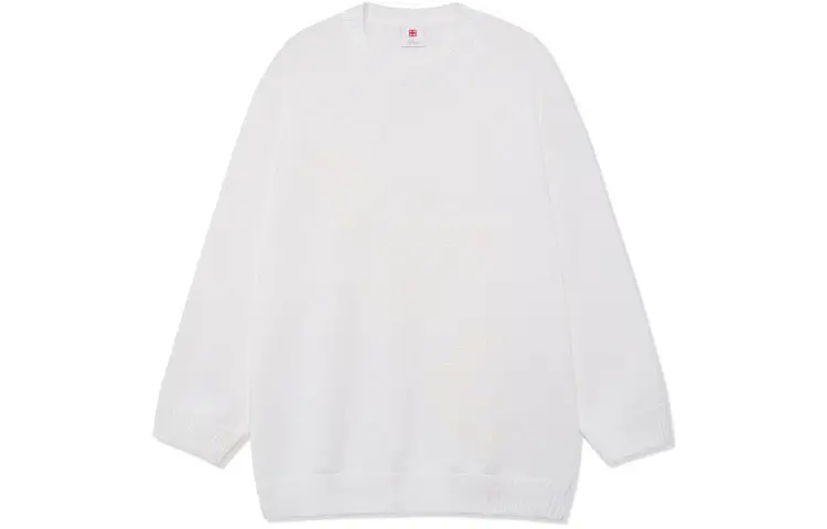 Li Ning Knitwear Women's White Crew Neck Moderate A Line