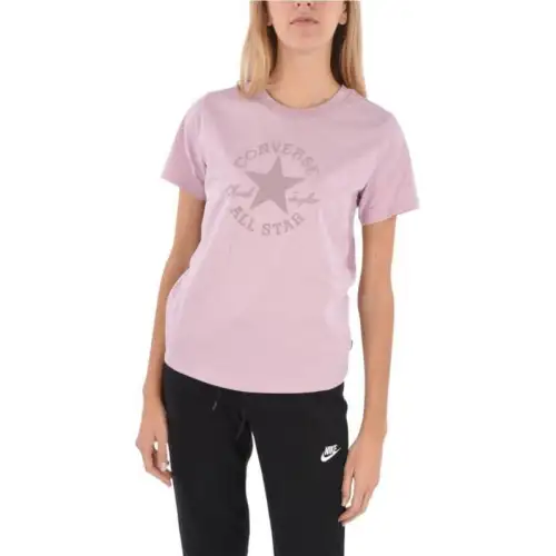 Converse T Shirts Women's Pink Crew Neck Moderate Other