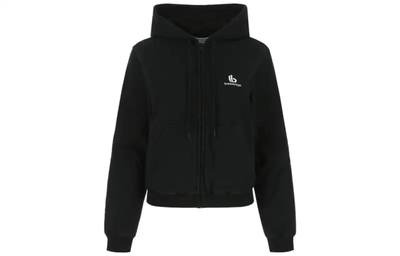 Balenciaga Sweatshirts Women's Black Hooded Moderate Regular