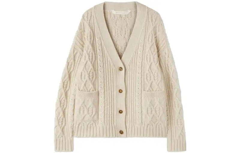 PALM ANGELS Fisherman's knit Button up Cardigan