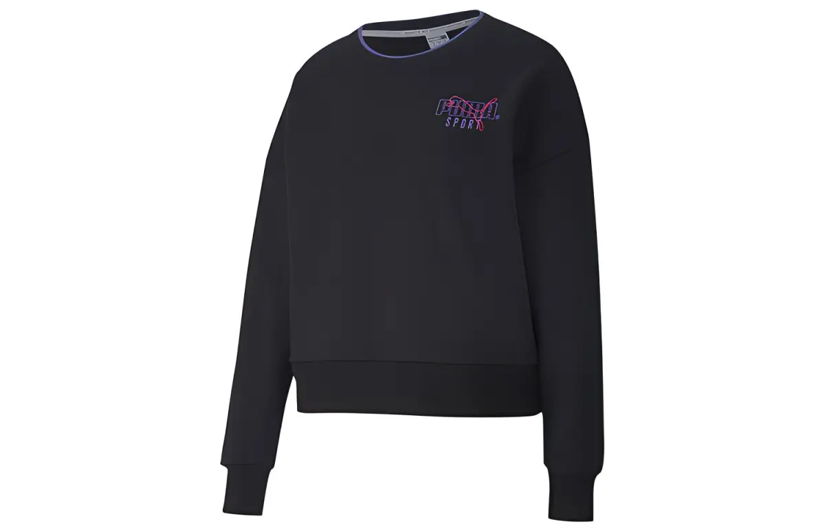 PUMA Sweatshirts Women's Black Crew Neck Moderate Regular