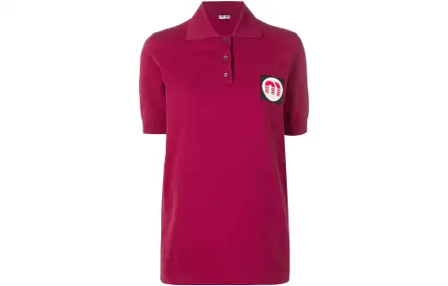 MIU MIU Polo Shirts Women's Rose Red Polo Collar Moderate Straight Fit