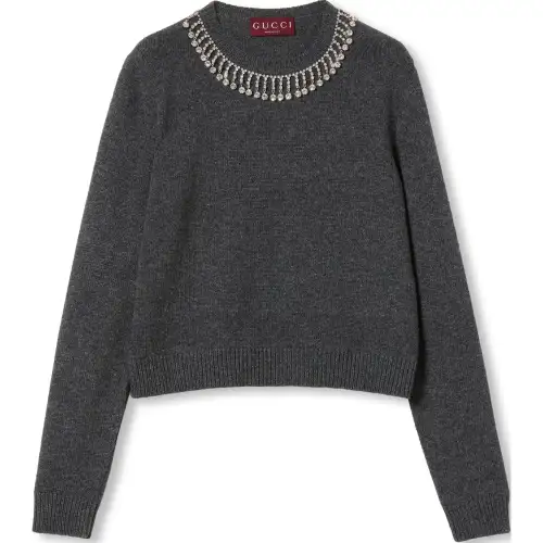 GUCCI Embellished Crewneck Knit Jumper