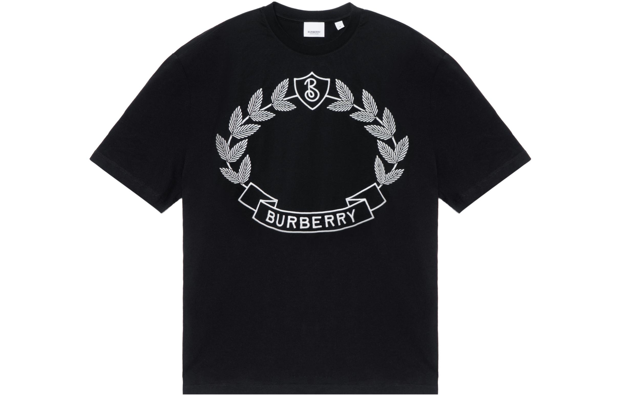 Женская футболка Burberry с буквенным принтом (черная)