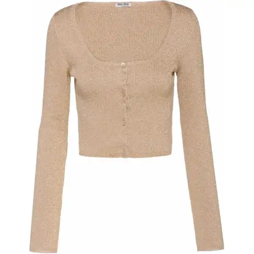 MIU MIU Knitwear Women's Khaki Crew Neck Moderate Other
