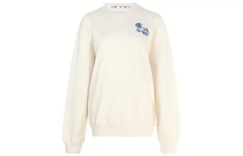 OFF WHITE Dinosaur Series Sweatshirts Women's Ecru Crew Neck Moderate Regular