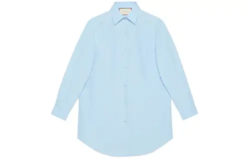 GUCCI Shirts Women's Blue Square Collar Moderate Shirt