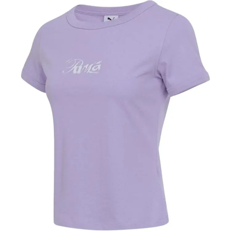 PUMA T-Shirts Women's Purple Crew Neck Moderate