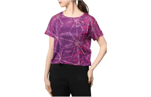 ASICS T Shirts Women's Red Crew Neck Moderate Straight Fit