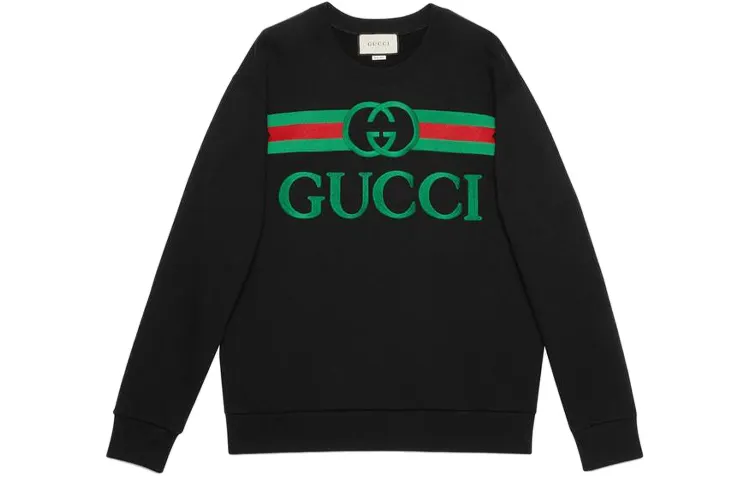 GUCCI Sweatshirts Women's Black Crew Neck Moderate Regular