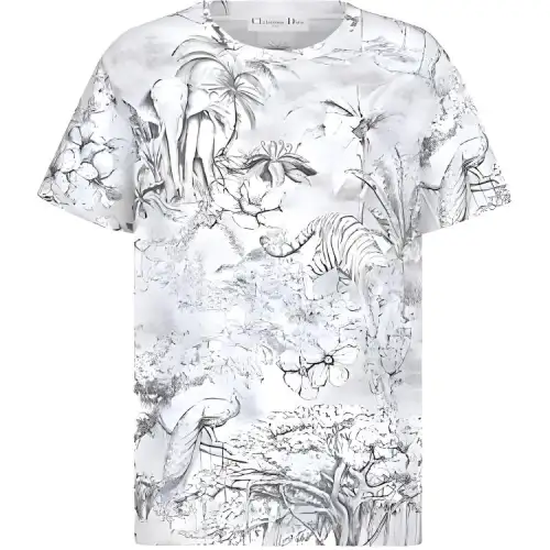 DIOR T Shirts Women's White Crew Neck Moderate Straight Fit