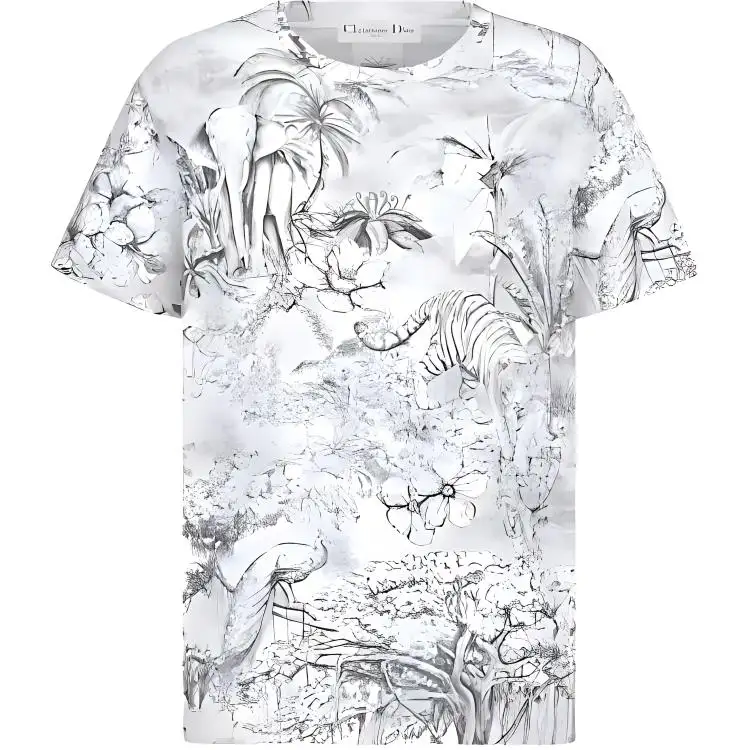 DIOR T Shirts Women's White Crew Neck Moderate Straight Fit