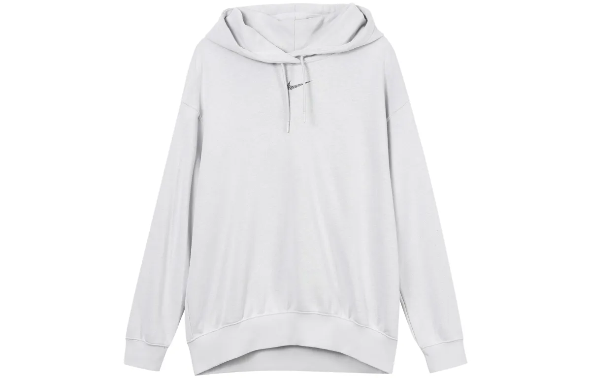 Nike Sweatshirts Women's Light Silver Gray Hooded Moderate Straight Fit
