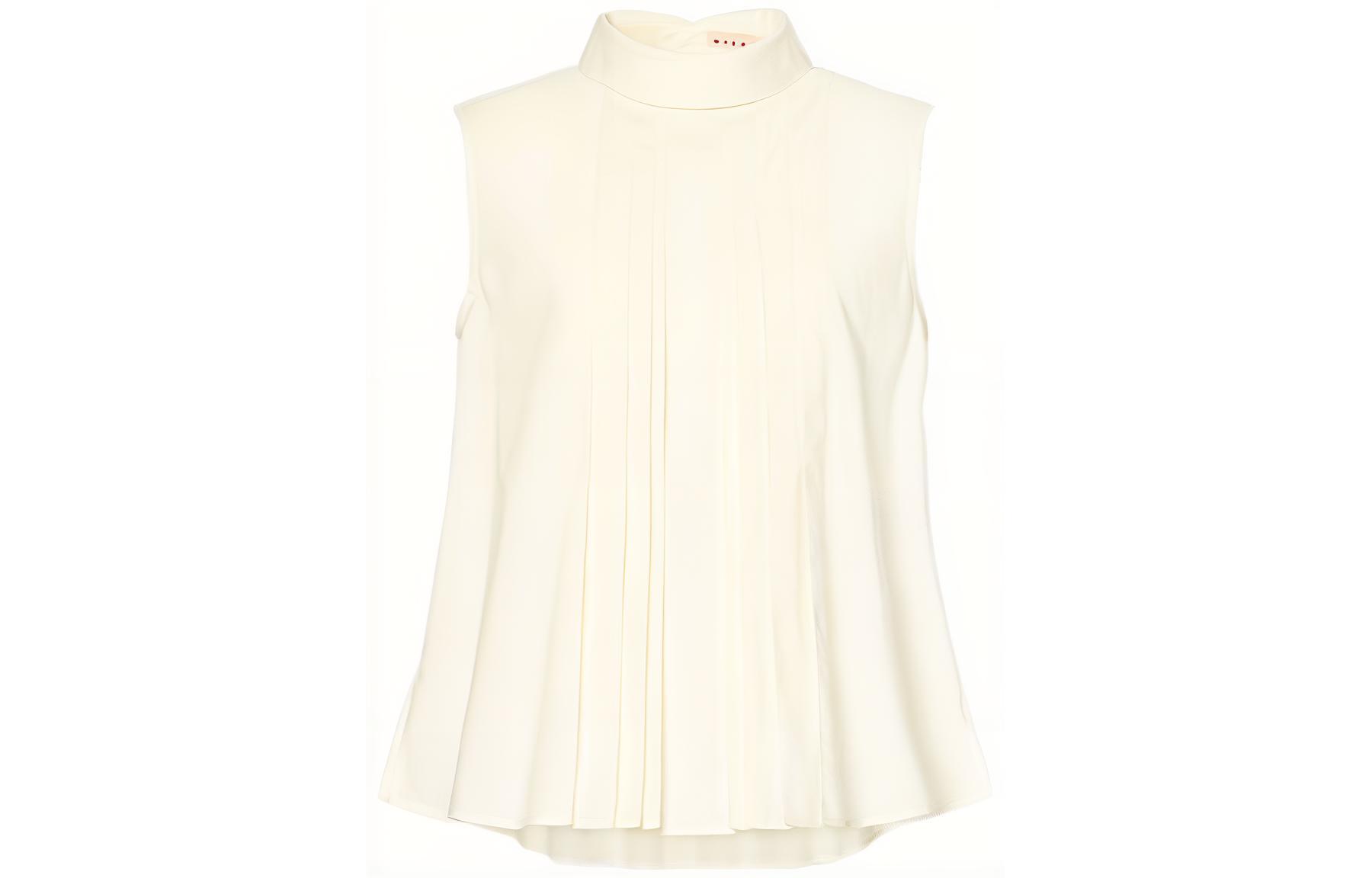 UNIQLO UNIQLO UNIQLO MARNI joint solid color pleated sleeveless shirt women's milky white