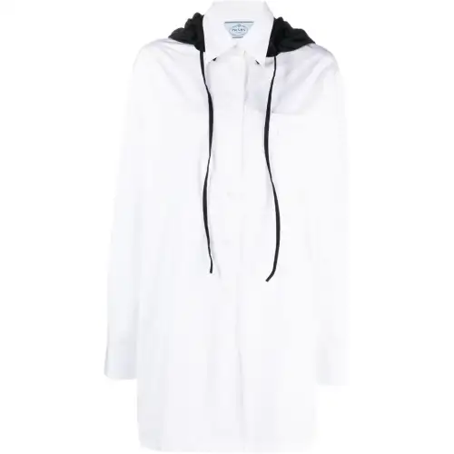 PRADA Drawstring Hooded Shirt Dress