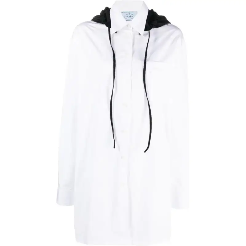 PRADA Drawstring Hooded Shirt Dress