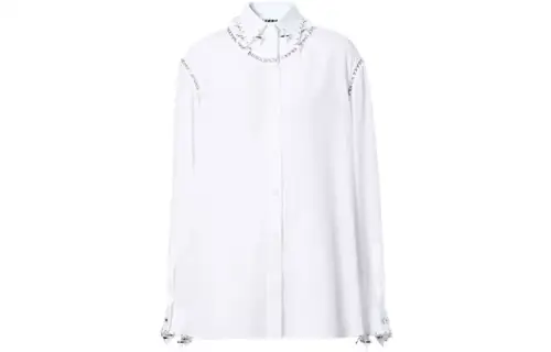 Burberry Shirts Women's White Lapel Moderate Shirt