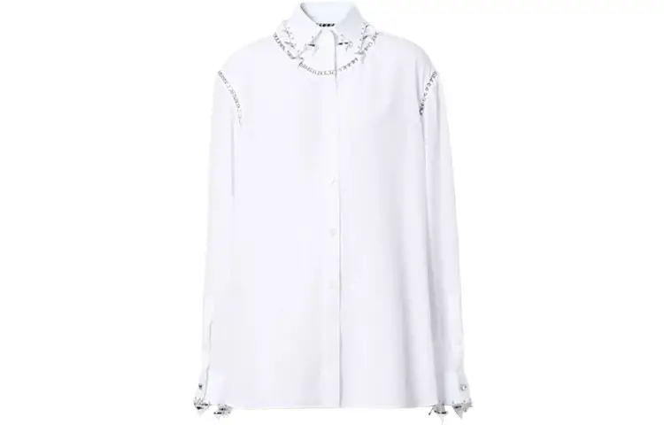 Burberry Shirts Women's White Lapel Moderate Shirt