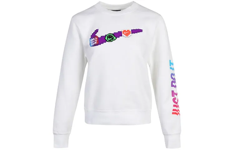 Nike Sweatshirts Women's White Crew Neck Moderate Regular