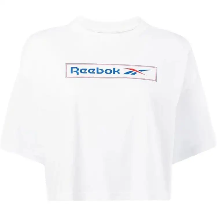 Reebok T Shirts Women's White Crew Neck Moderate Straight Fit