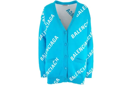 Balenciaga Pre Owned Intarsia knit Logo Cardigan