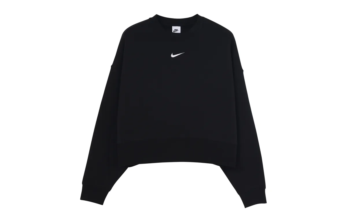 Nike Sportswear Collection Essentials Small Logo Brushed Thermal Knitted Fabric Pullover Fleece Lined Crew Neck