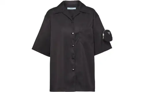 PRADA Shirts Women's Black Cuban Collar Moderate Shirt