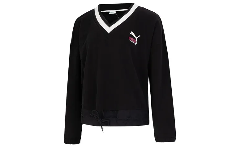 PUMA Sweatshirts Women's Black V-neck Moderate Other
